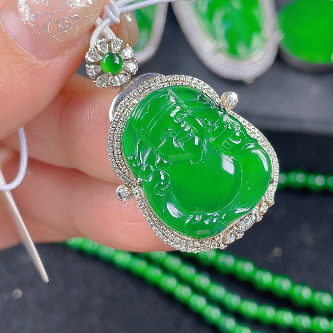 翡翠吊坠(不含链)银S925镶嵌