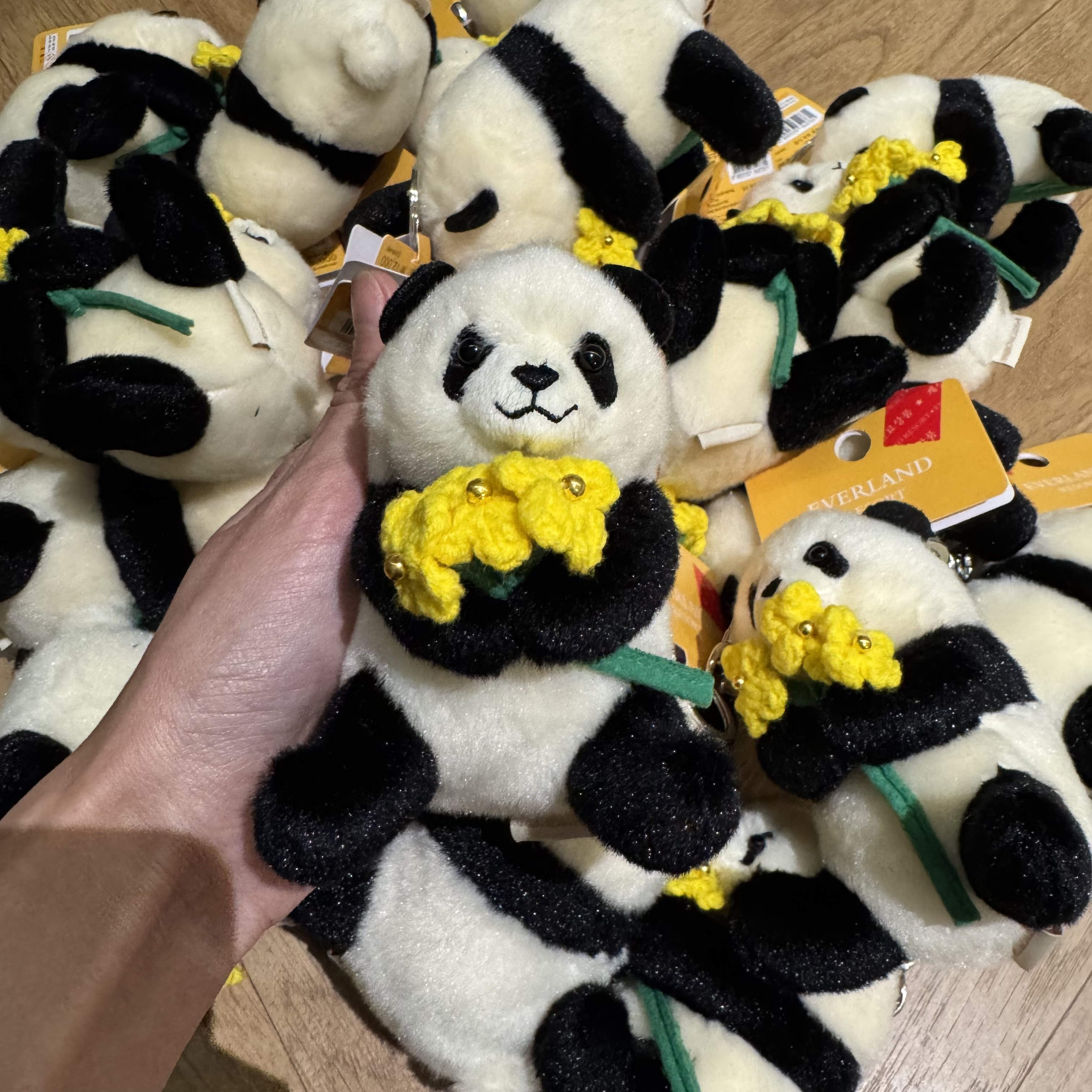 爱宝乐园新款福宝油菜花毛绒钥匙链panda宝家族Mini福宝玩偶熊猫