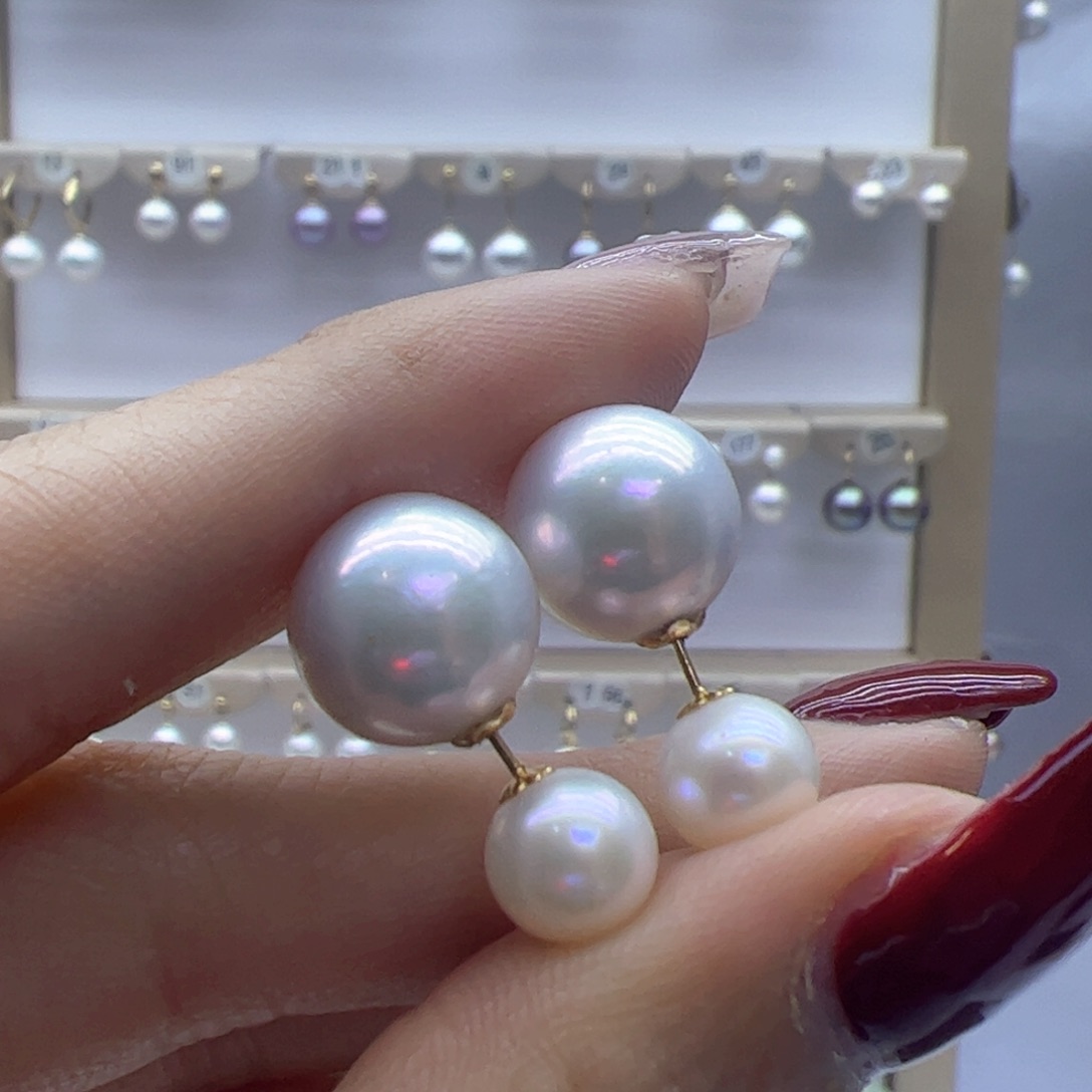 淡水珍珠耳饰18K金镶嵌