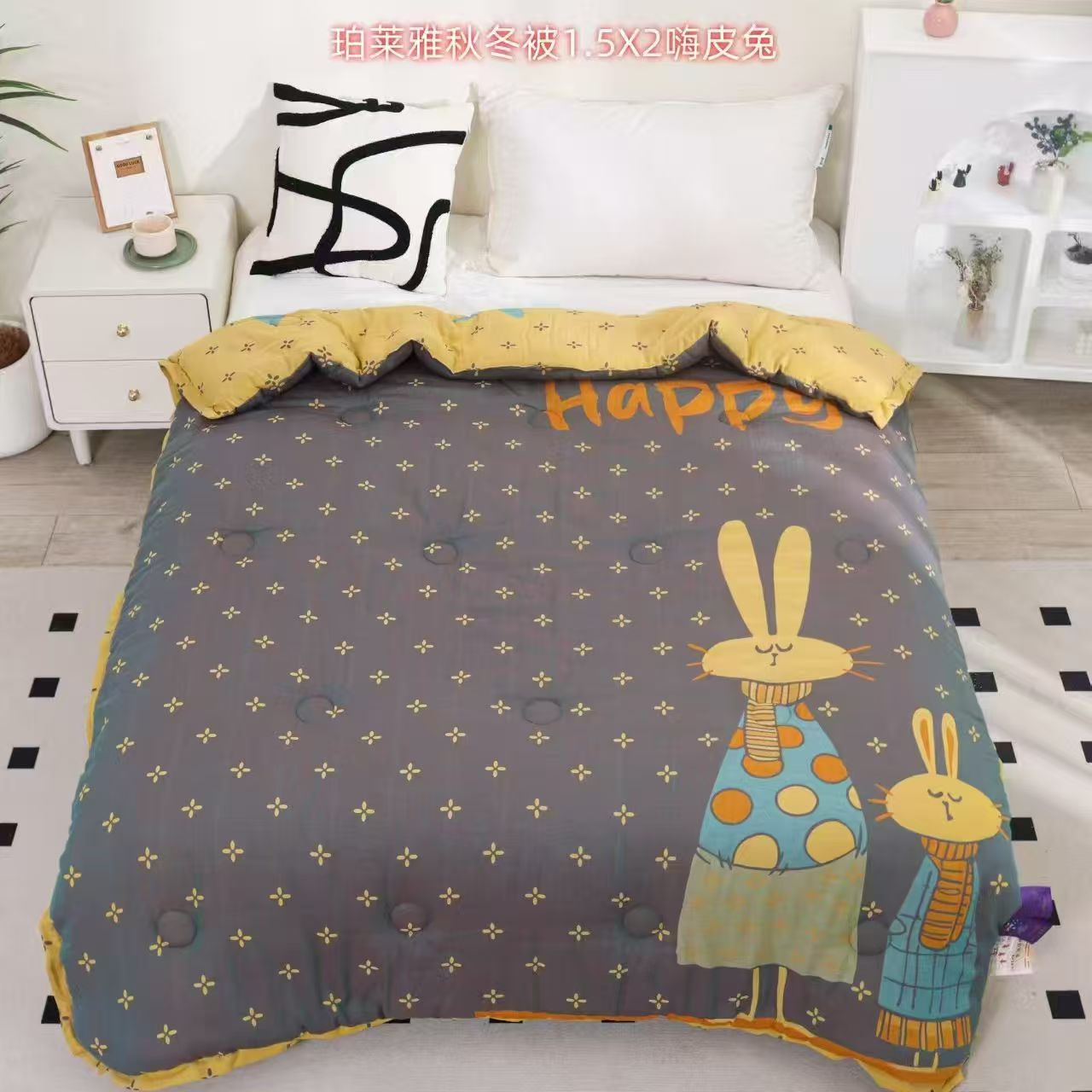 嗨皮兔--150*200纯棉双层纱加厚被子