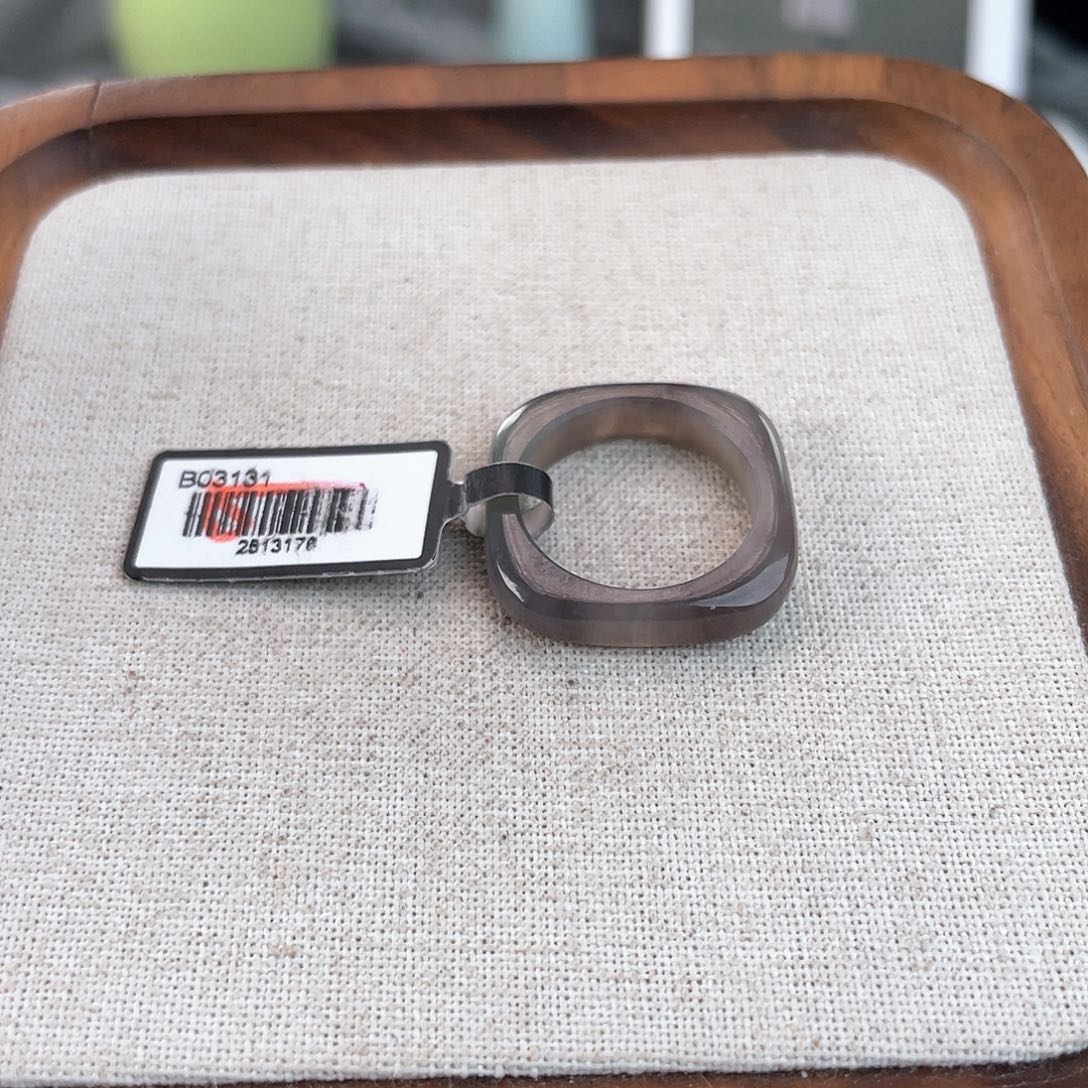 和田玉未镶嵌戒指U17紫方圆，18.1不退换