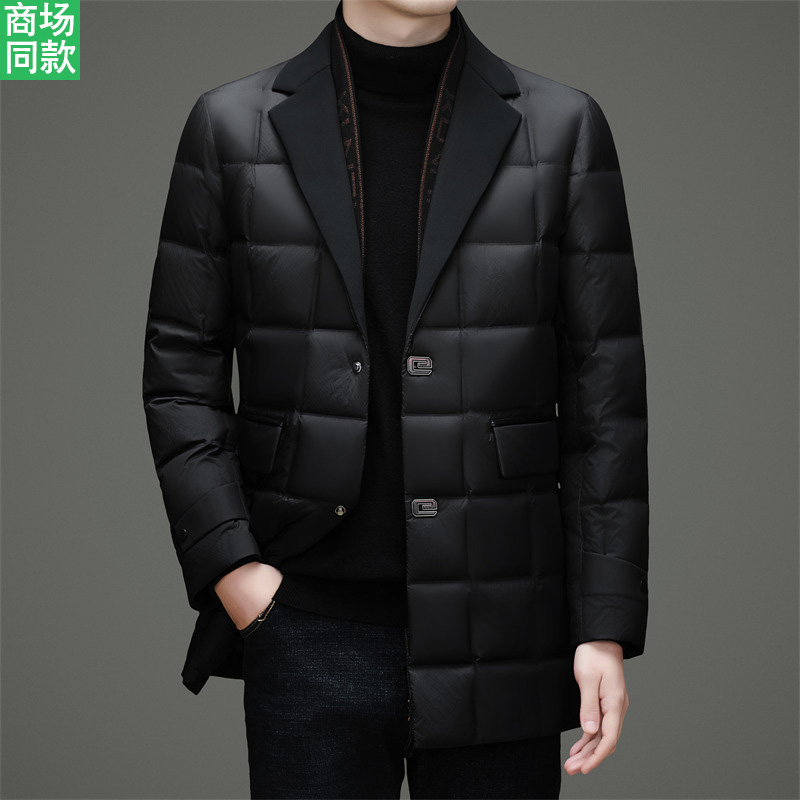 【六哥专属】高端中长款男士羽绒服西装领冬季新款商务休闲保暖外套