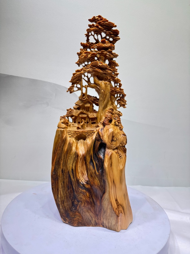 太行崖柏根雕摆件山水花鸟木雕艺术品