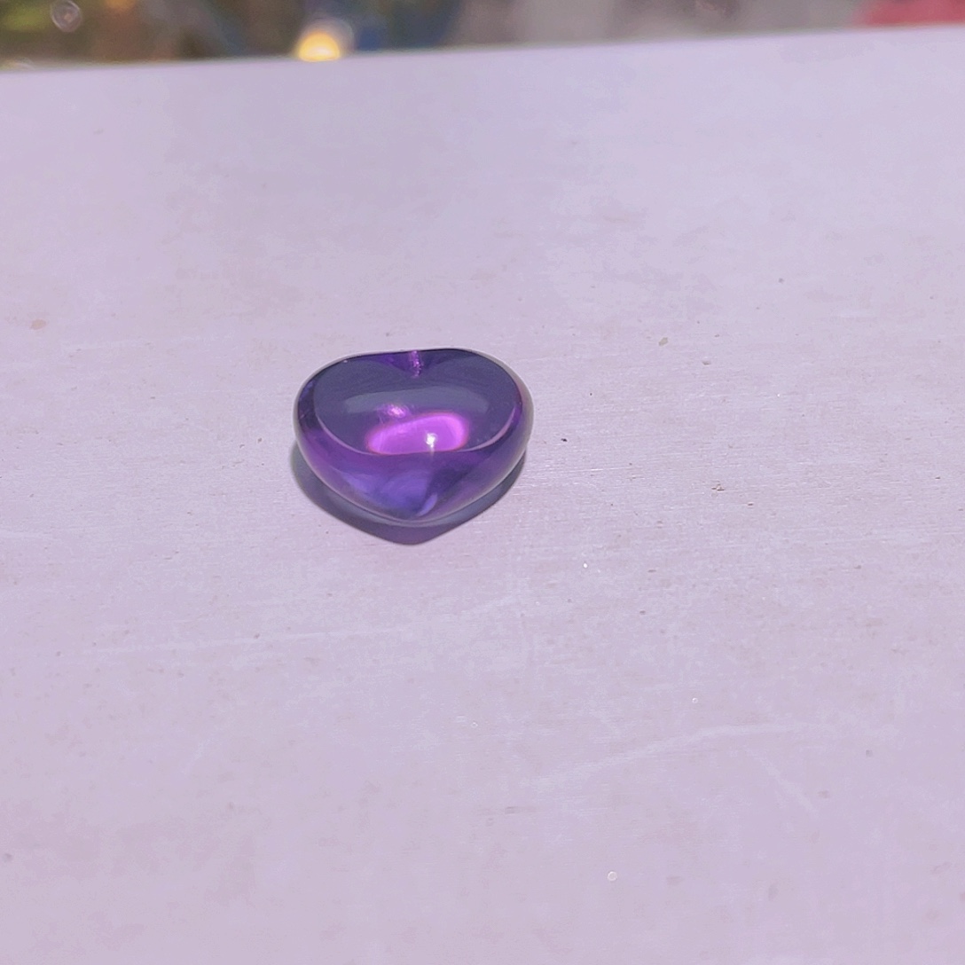 水晶未镶嵌颈饰天然巴西紫水晶爱心