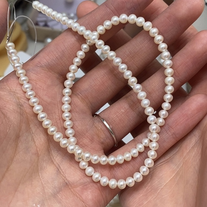 珍珠项链4.4m淡水珍珠银S925镶嵌