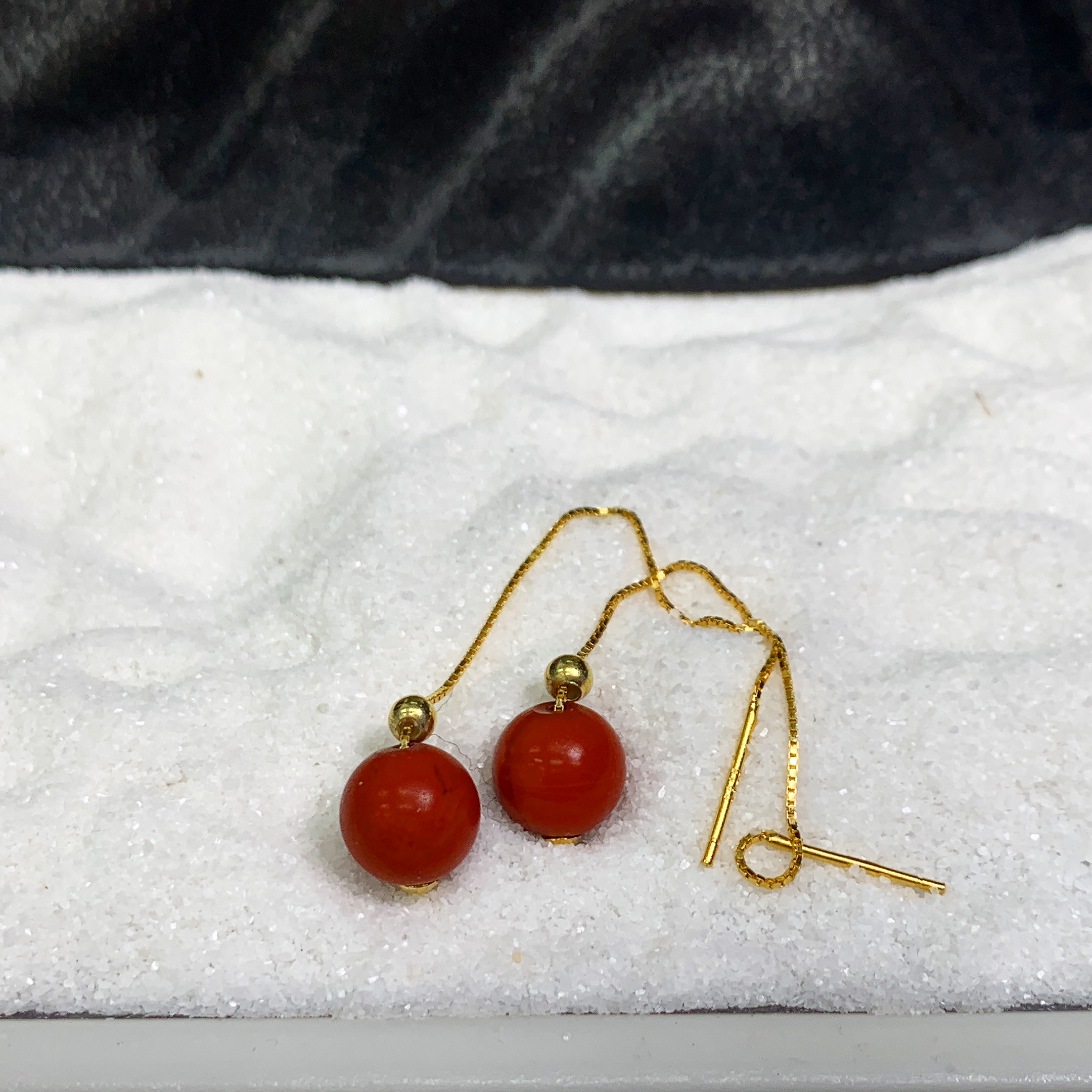 【珠宝一姐】s925南红珠子耳线 2501073001（一件/多样性发货）