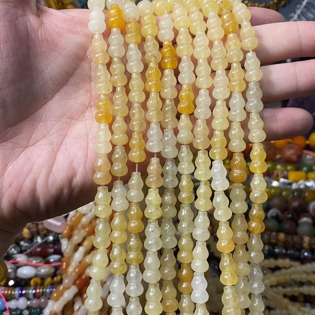 石英质玉未镶嵌，2条，金丝玉葫芦8mm，