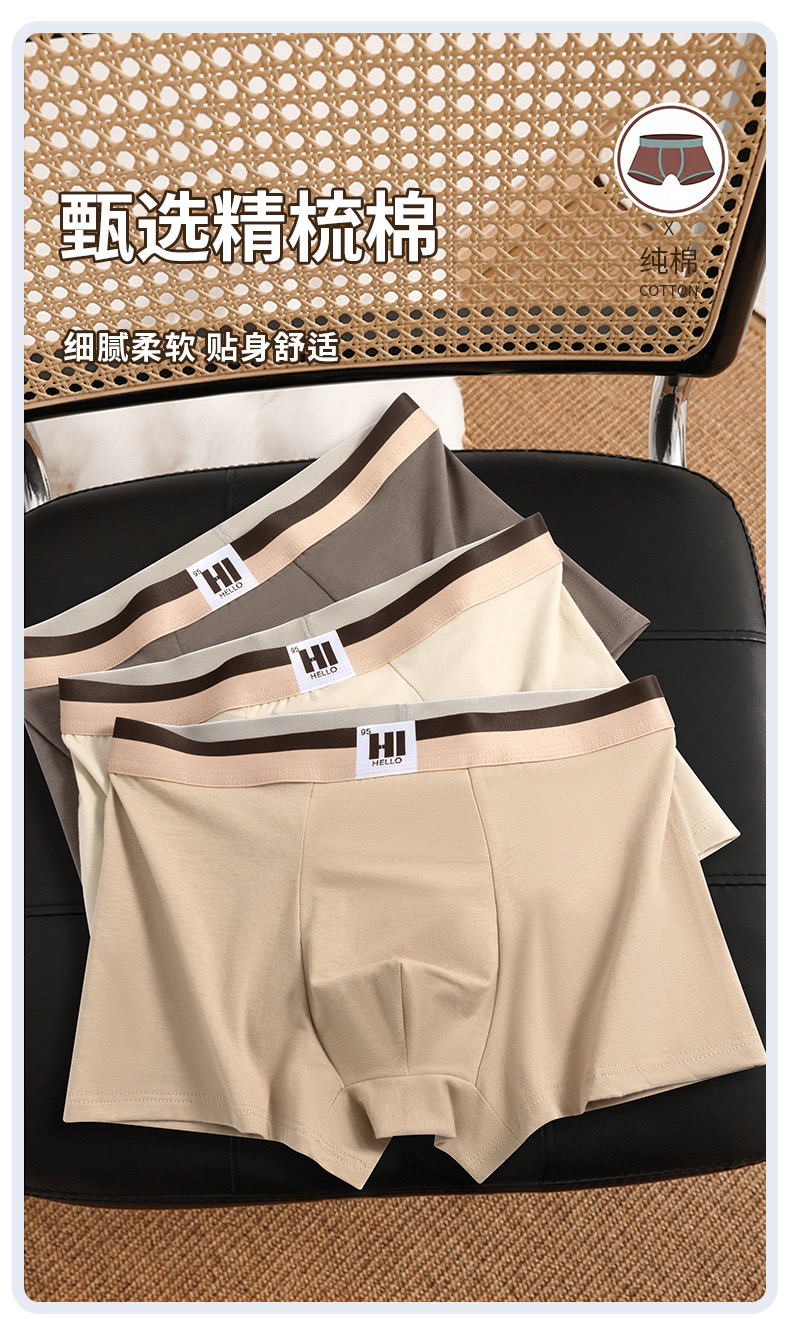 纯棉男士内裤男款潮流青年短裤舒适透气中腰平角裤头厂家直销
