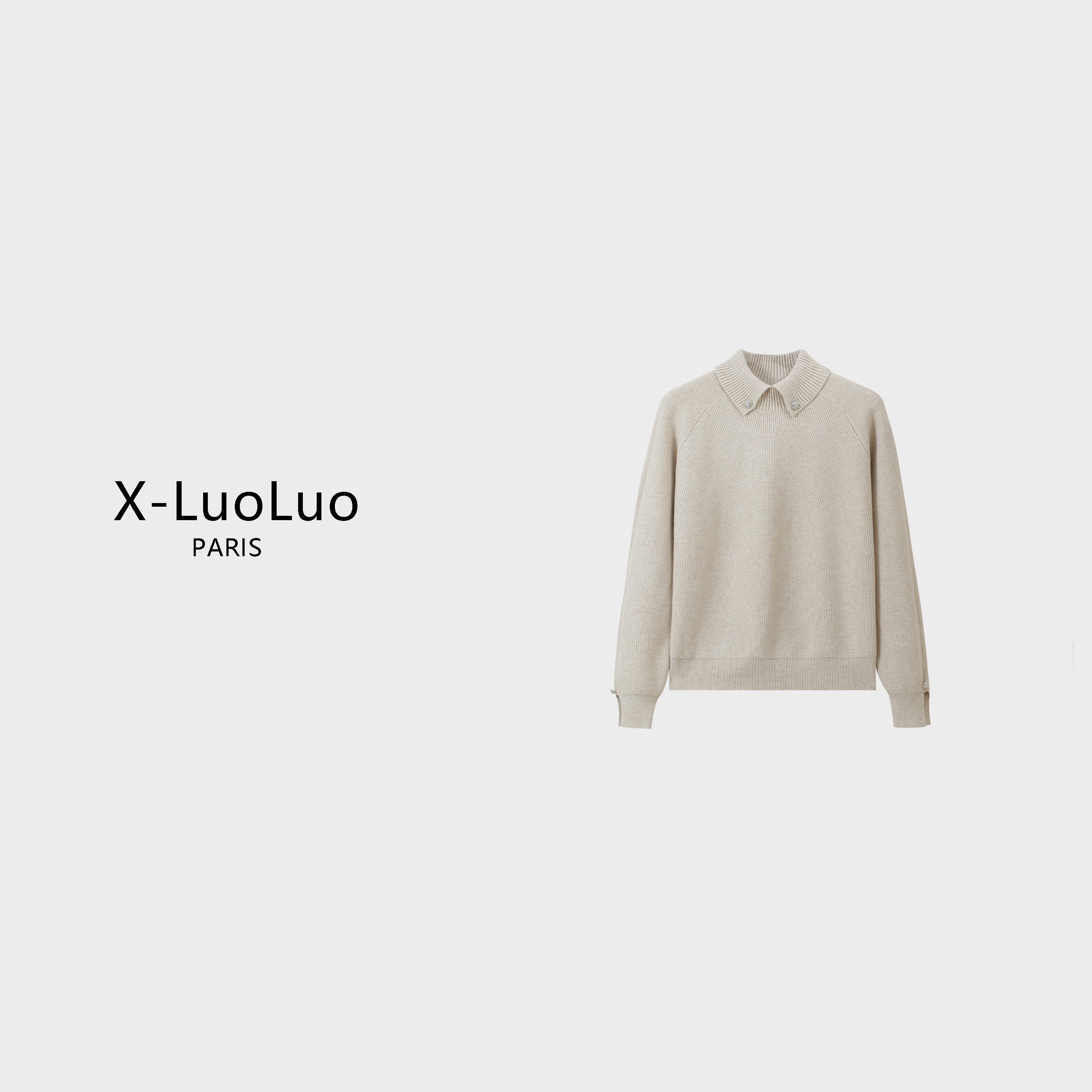 【X-LuoLuo洛洛】时尚翻领毛衣女秋冬长袖高感纯色显打底针织衫上衣