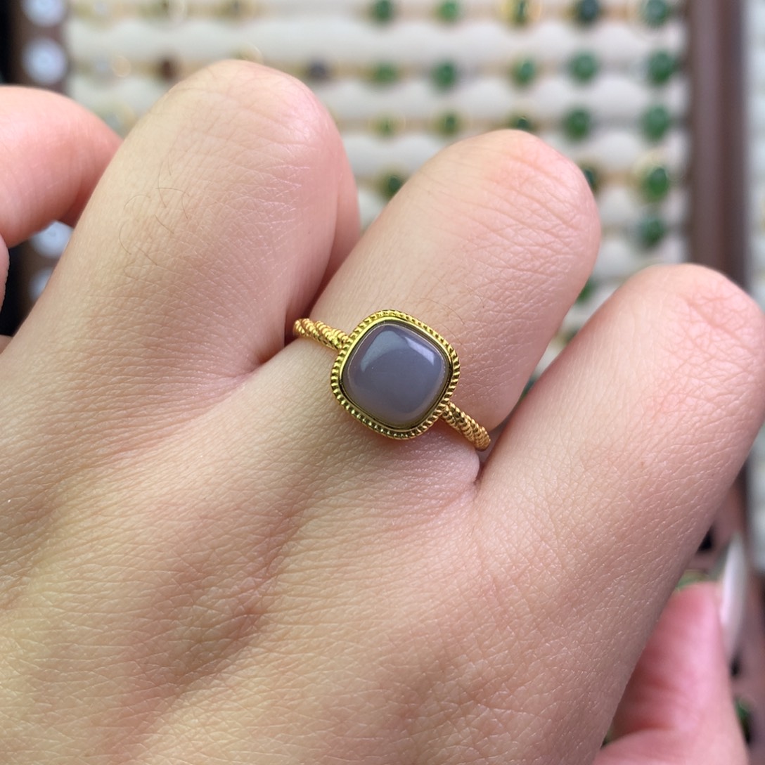 和田玉银S925镶嵌戒指