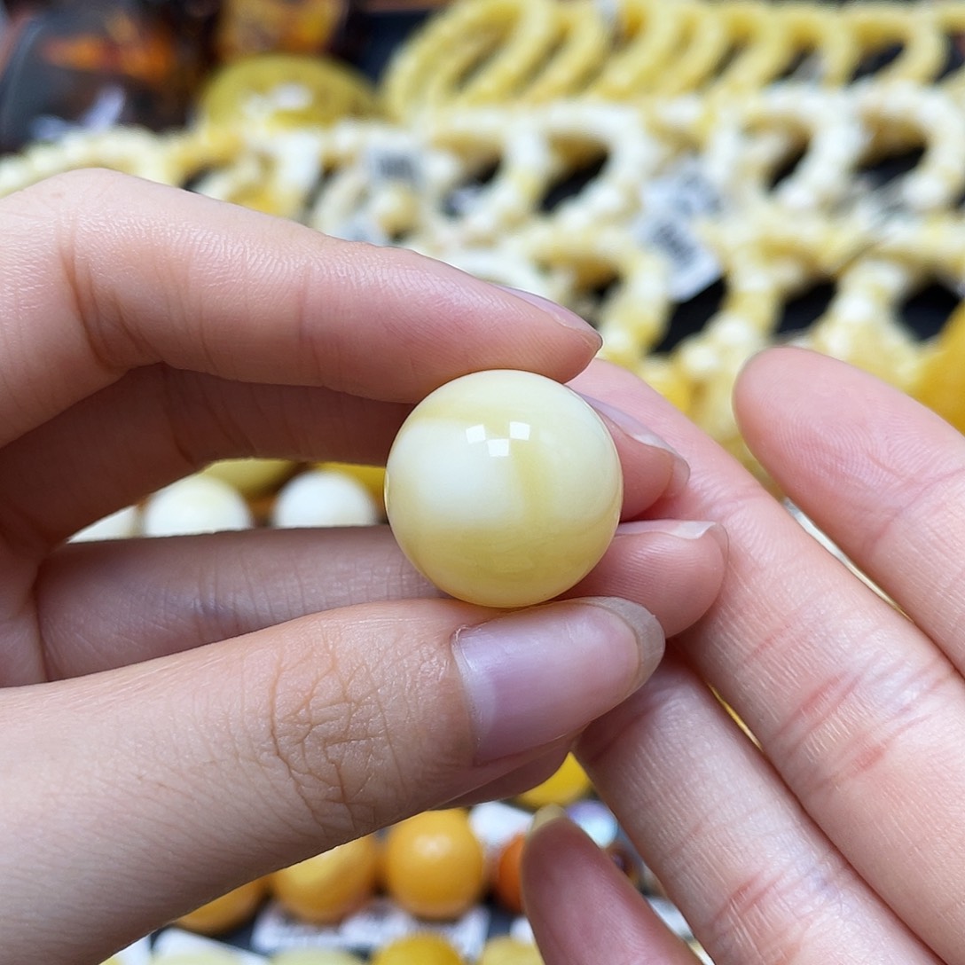 未镶嵌蜜蜡裸石圆珠19.1mm花粉