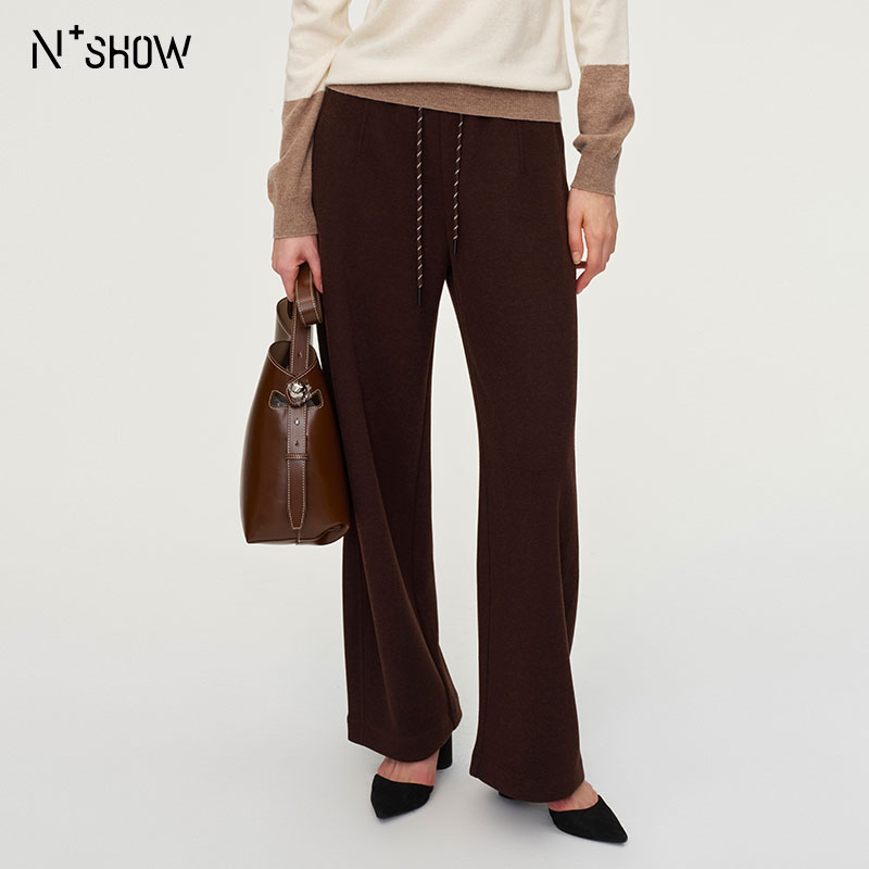 NOWSHOW朗香25冬季新品咖色毛呢裤254033