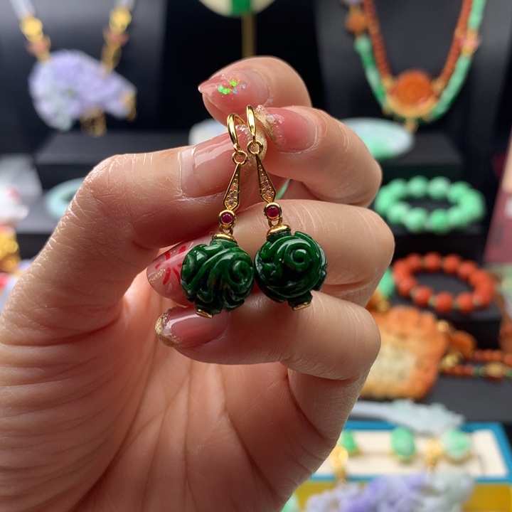 翡翠耳饰未镶嵌翡翠耳坠