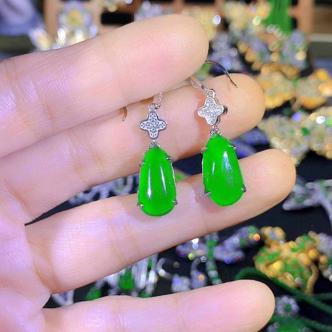 吊坠(不含链)银S925镶嵌翡翠