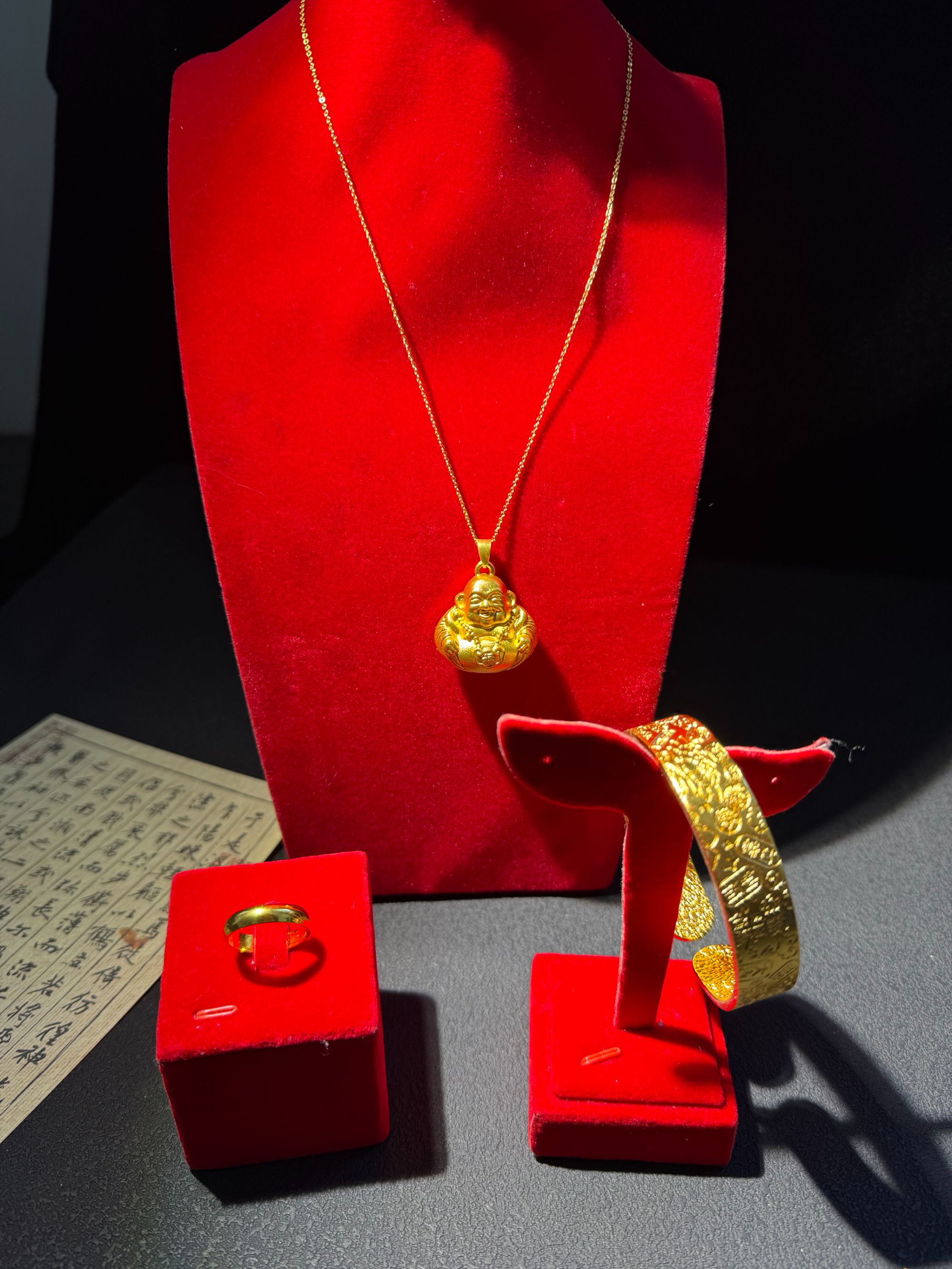 大肚佛公+吉言手镯+戒指＋项链套装多样性发货