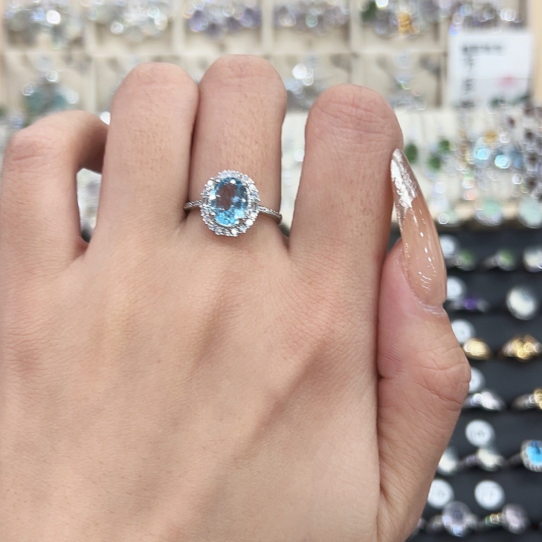 戒指托帕石银S925镶嵌