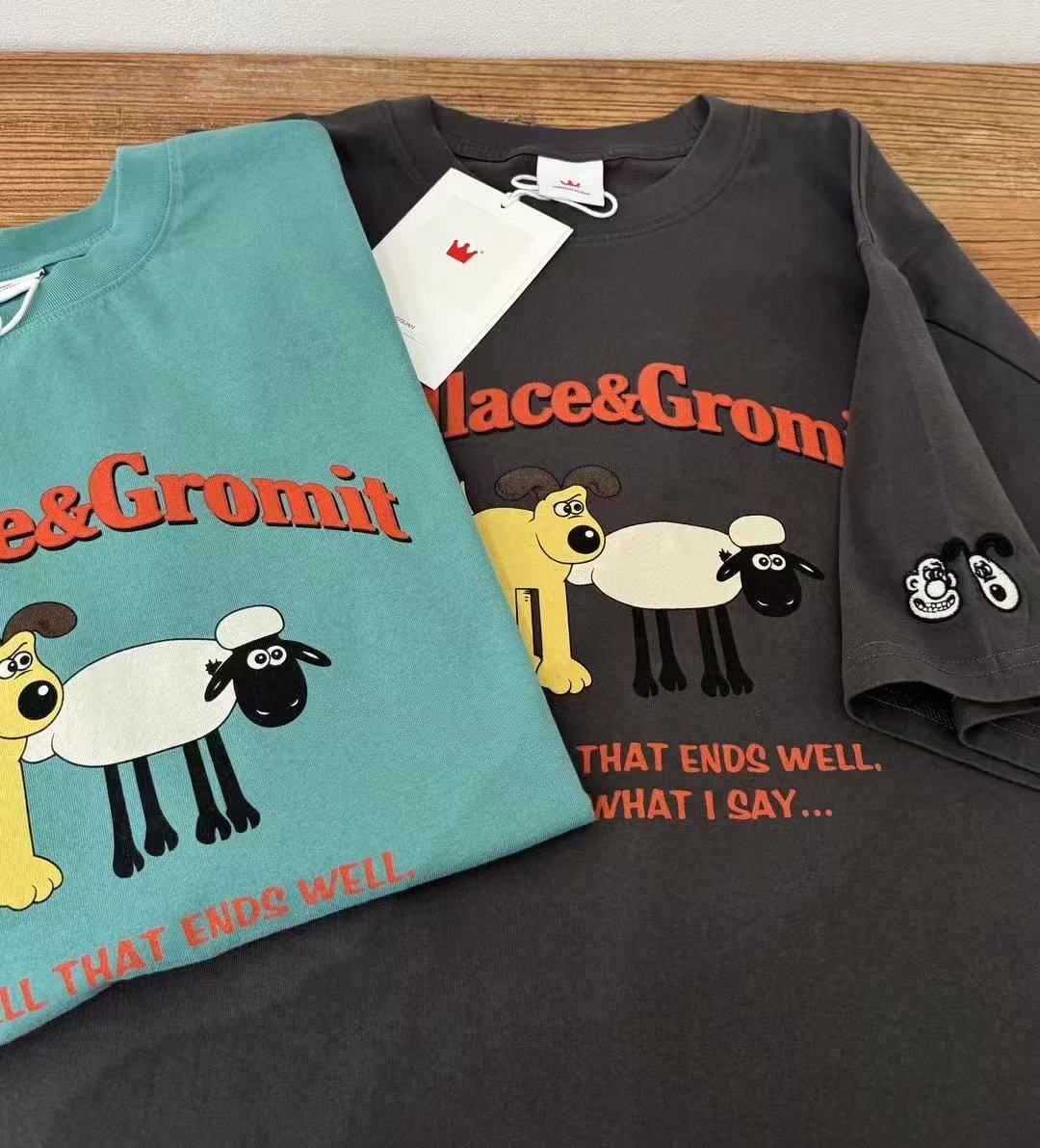 皇冠【400-449】时尚大版宽松休闲百搭宽松T恤印花重工大版