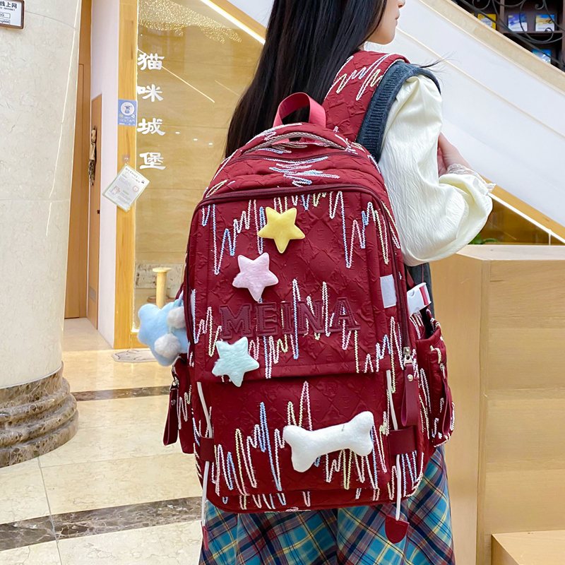 新款2025日系ins风轻便休闲背包书包 小学初中高中大学女生双肩包