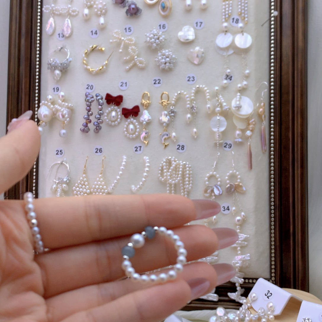 未镶嵌耳饰淡水珍珠银***星