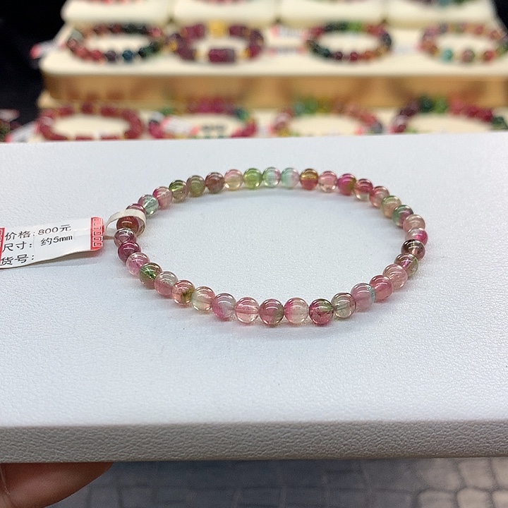 西瓜碧玺手链未镶嵌西瓜手串5mm