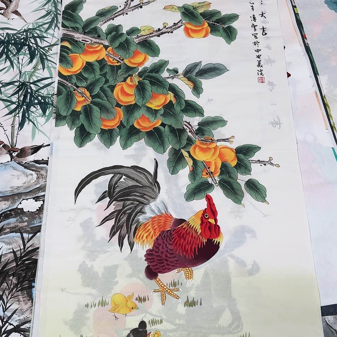 国画尺寸70X138手绘作品 