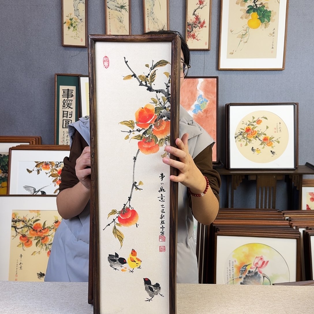 国画手绘带框尺寸：20*70