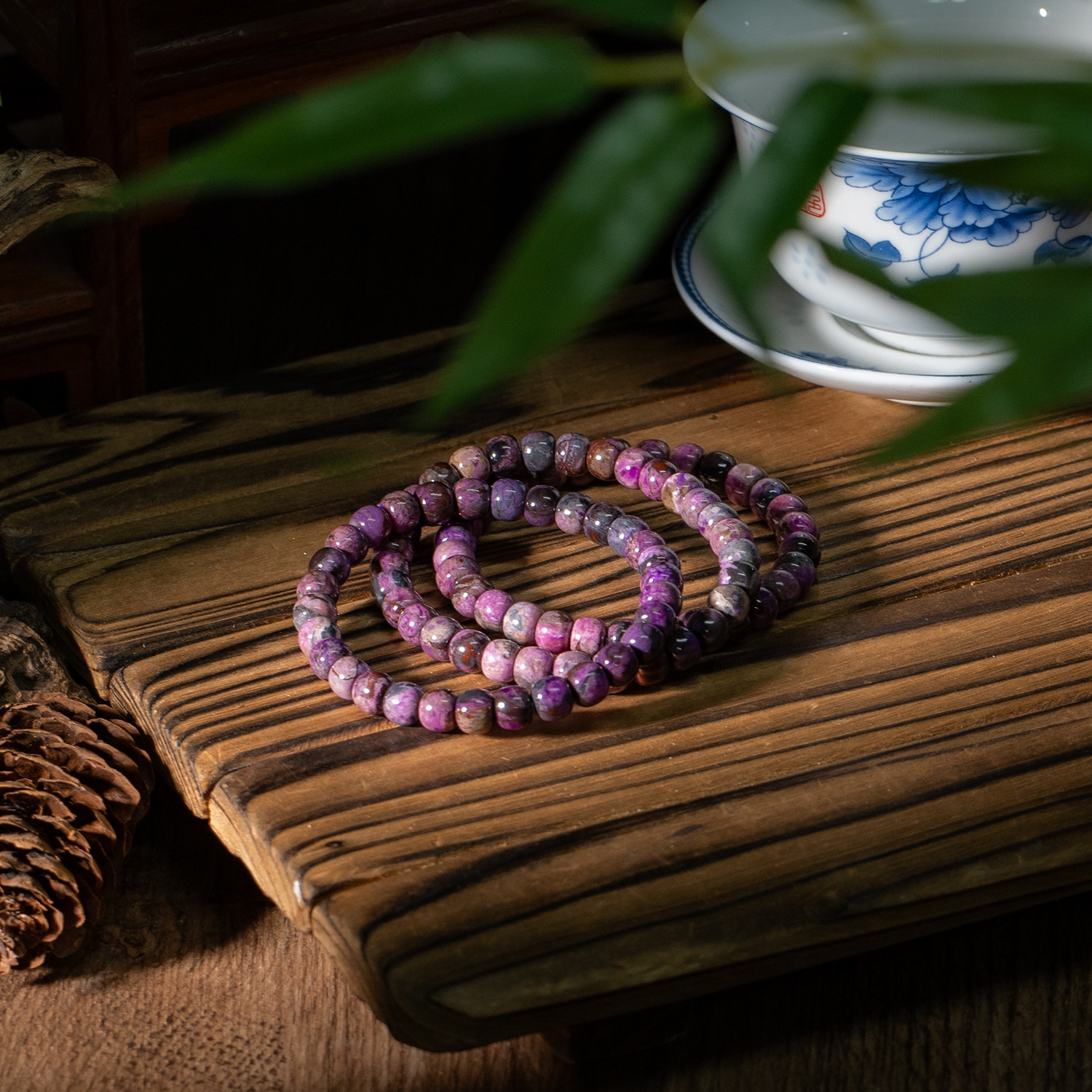 紫翘丨舒俱来春彩桃红老型珠手串/多样性发/发一条/P6003