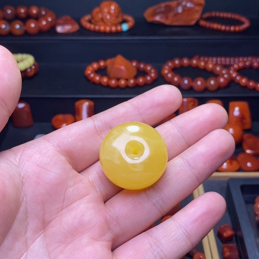 蜜蜡珠宝奇石未镶嵌原矿蜜蜡平安扣