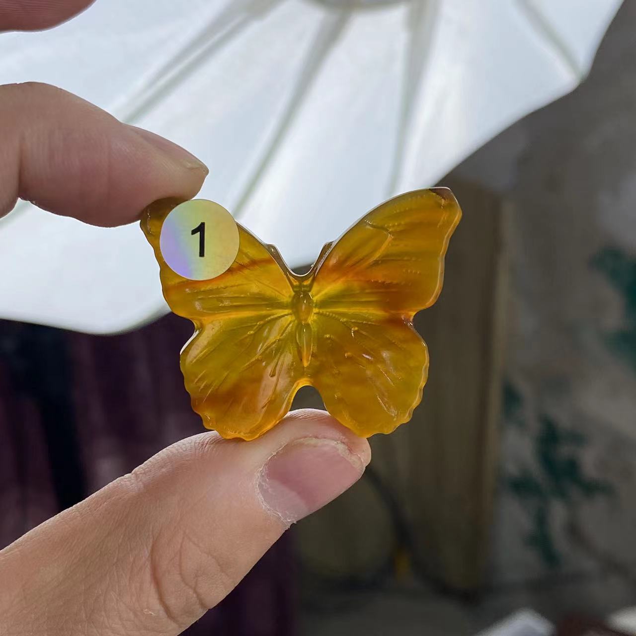 岫玉蝴蝶吊坠蓝水蝴蝶水墨花玉蝴蝶吊坠夏季女款吊坠小精品蓝色