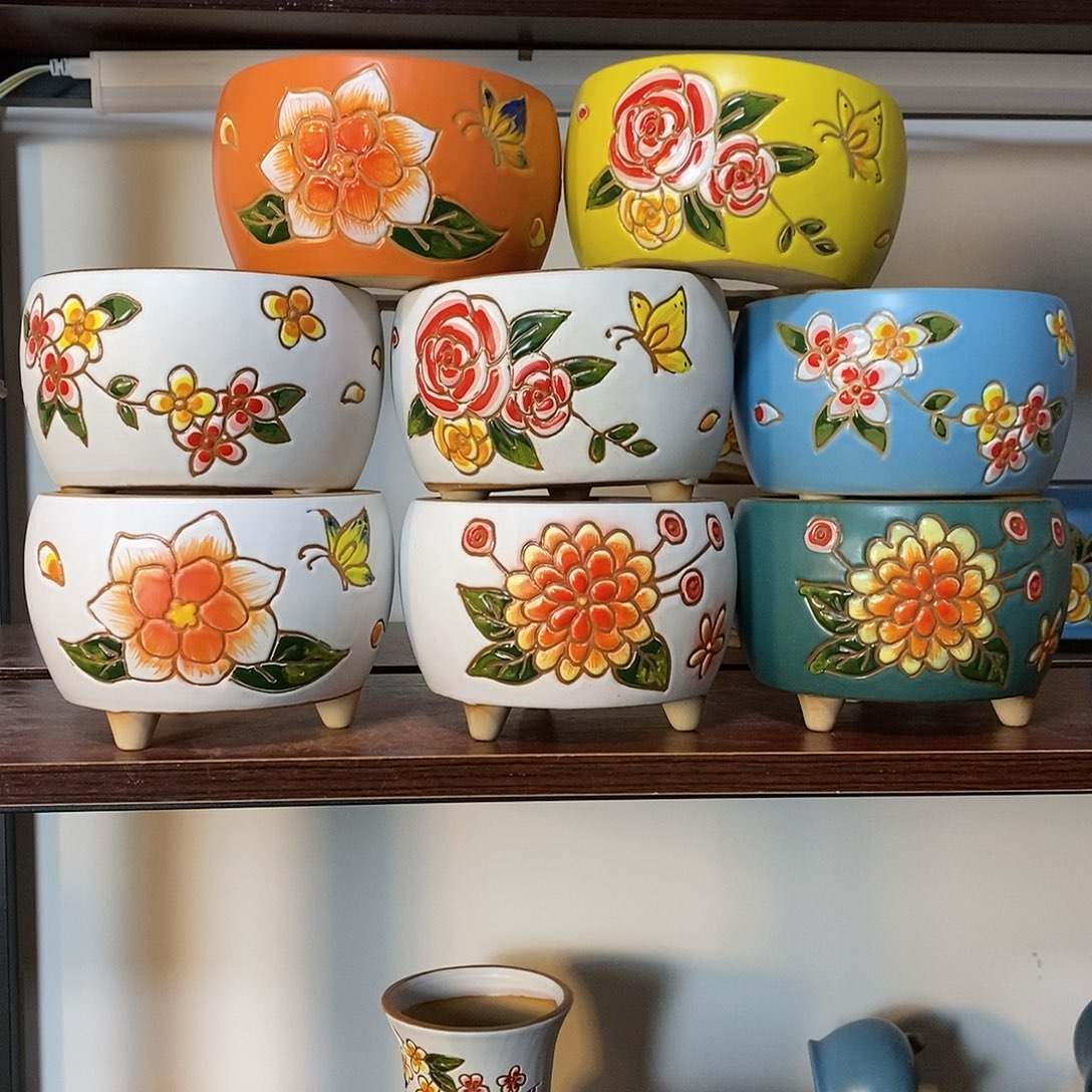 红陶韩式多肉植物花盆