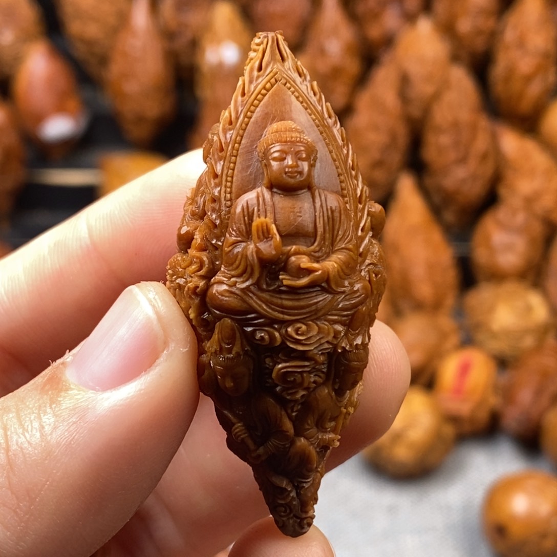 橄榄核手串/手链白**年核雕单子