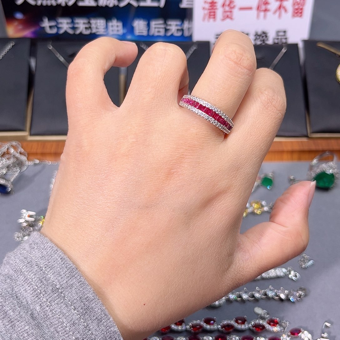 红宝石戒指银S925镶嵌n 132