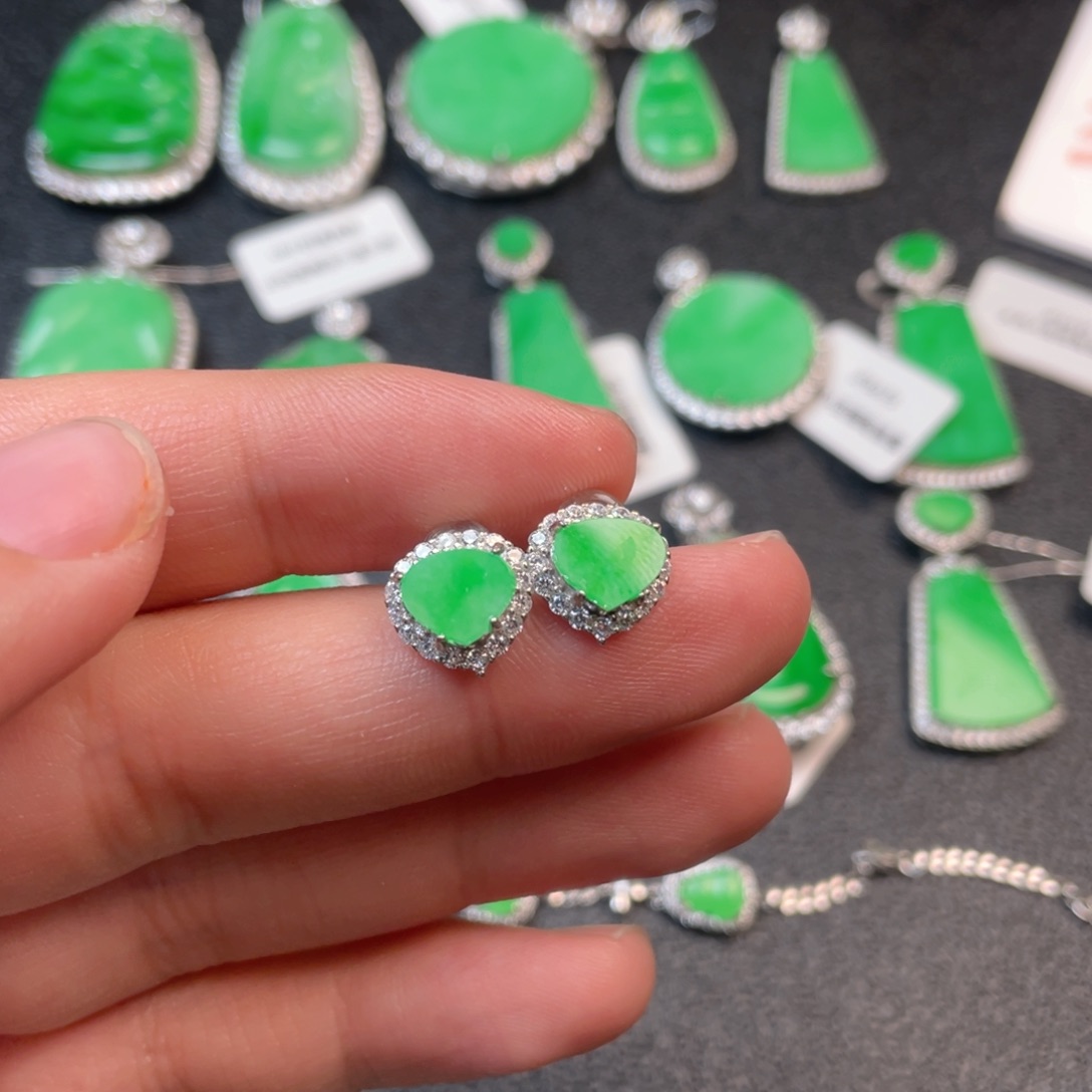 翡翠吊坠(不含链)银S925镶嵌橙*