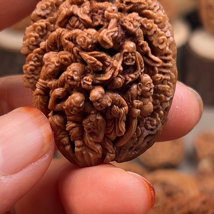 桃核手串q*u桃核雕刻单粒十八罗汉