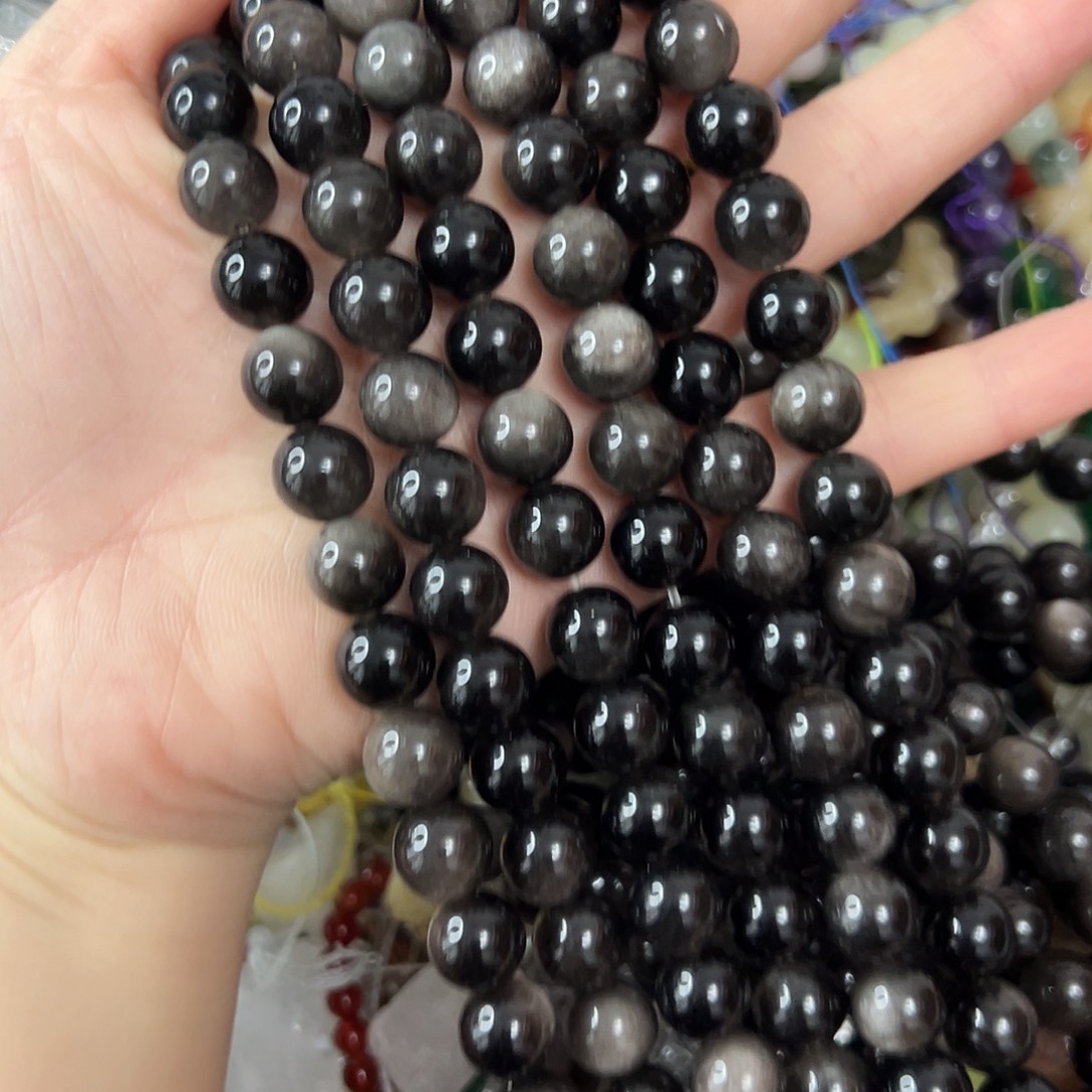 玛瑙/玉髓未镶嵌珠宝半成品，卡10银耀石一条