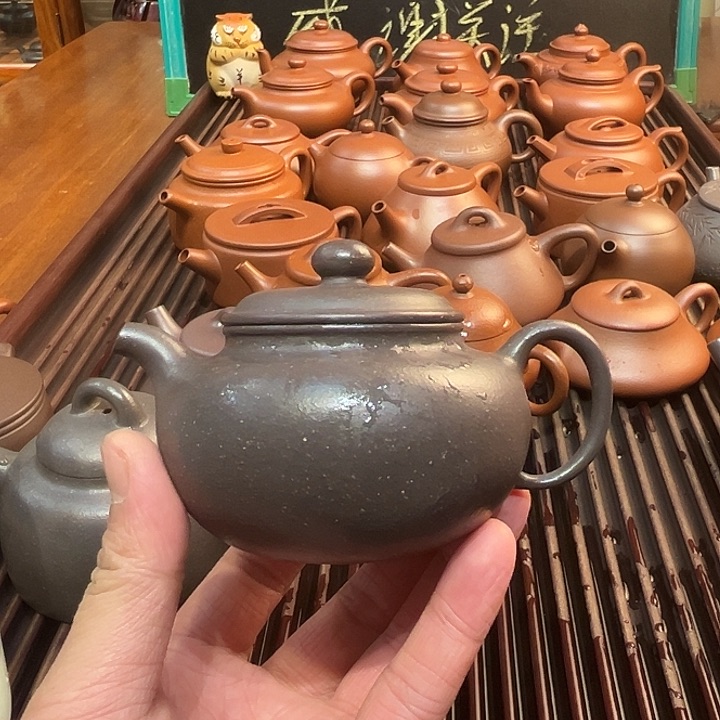 紫砂茶壶大水潭天青仿古220cc