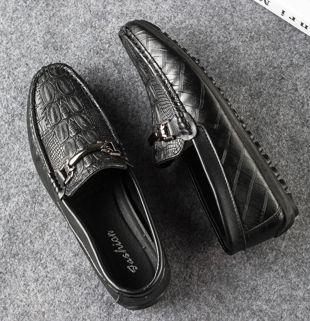 2025软底鳄鱼纹一脚蹬懒人驾车休闲男士皮鞋男鞋百搭豆豆鞋