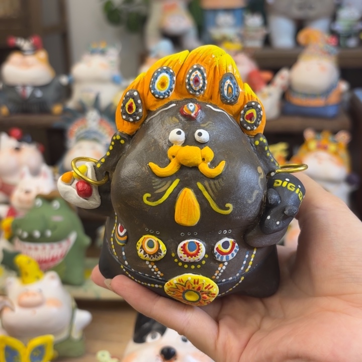 陶土手捏陶艺摆件
