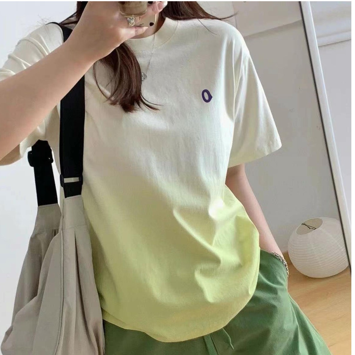 小0系列25夏季扎染渐变棉麻休闲运动短袖显瘦圆领T恤女士百搭户外