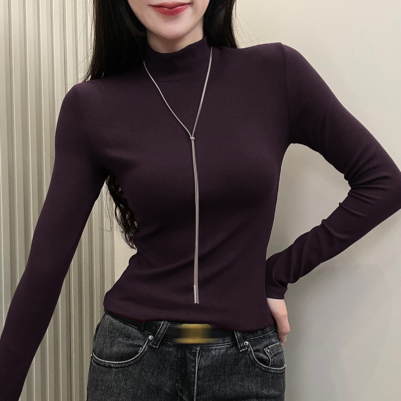 【有运费险】半高领打底衫女内搭显瘦长袖秋冬个性上衣女高级感时尚