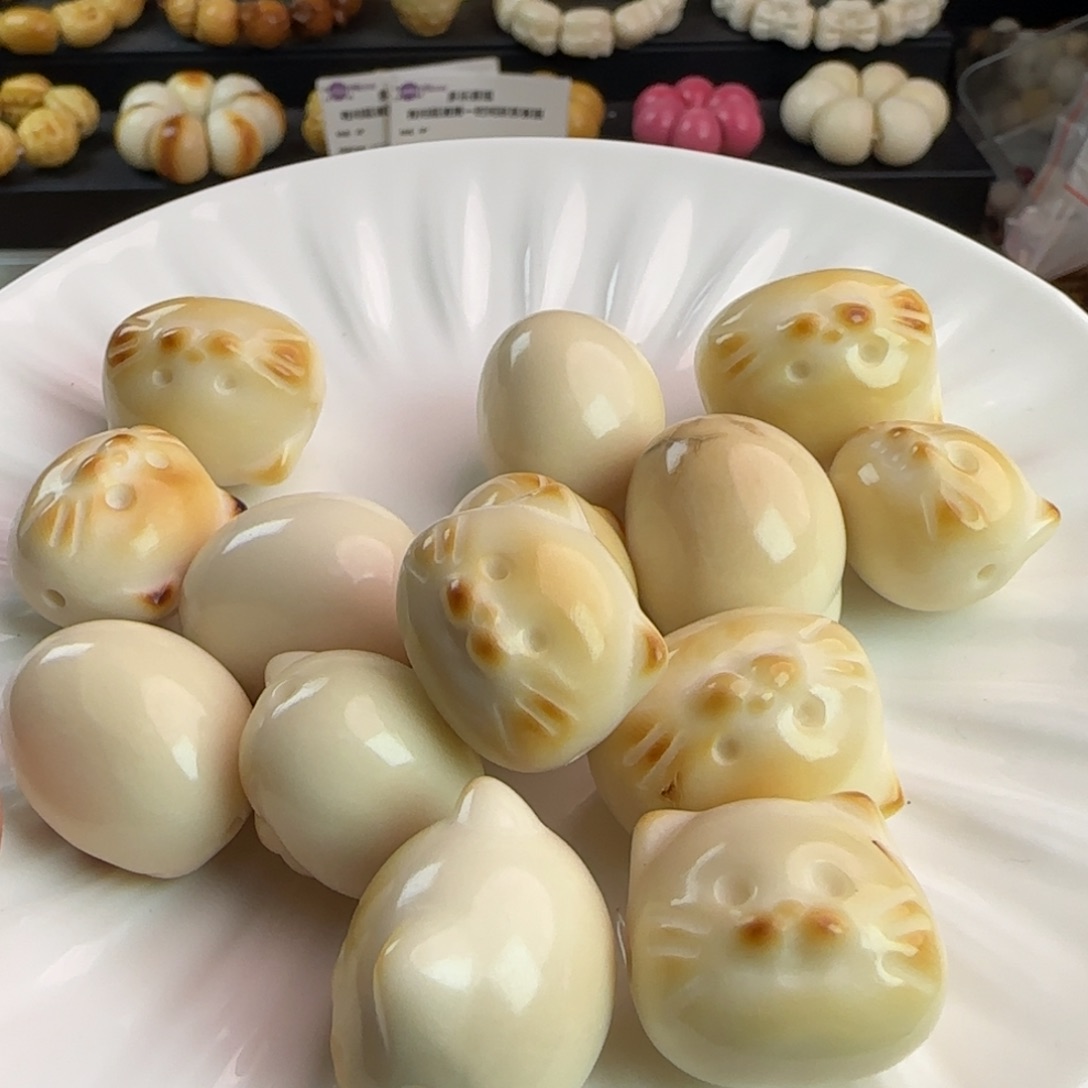 手串菩提根/象牙果微瑕疵炭烤海豹猫3颗