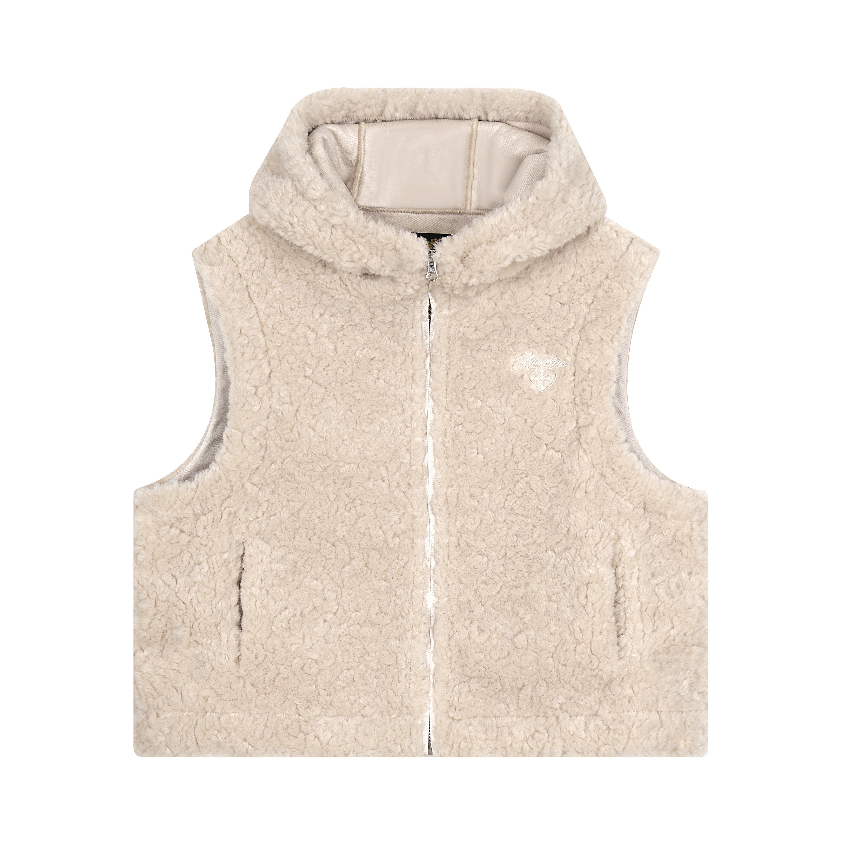 Uninhabitable 秋冬毛毛连帽马甲！无袖上衣连帽马夹毛绒绒衣服