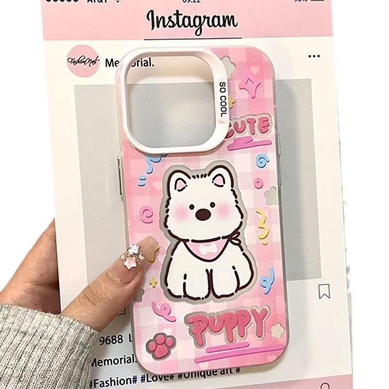 可爱小狗西高地适用iphone16手机壳苹果15保护套防摔少女创意