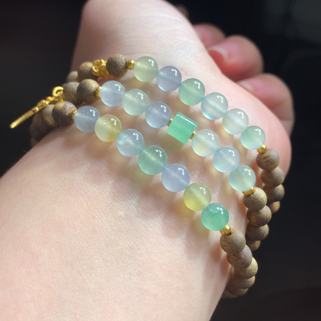 未镶嵌手链翡翠翡翠高冰马卡龙卡6+