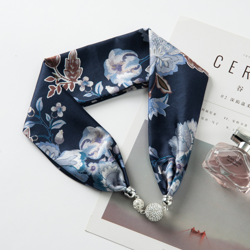 【帕玛】100桑蚕丝吸扣珍珠小围巾丝巾早春发带多功能女士必备单品