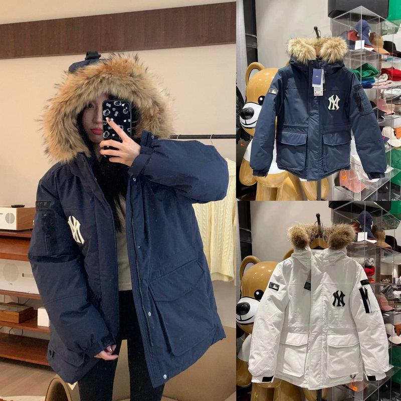 韩国代购NY潮牌连帽工装羽绒服男女中长款户外加厚防风保暖外套