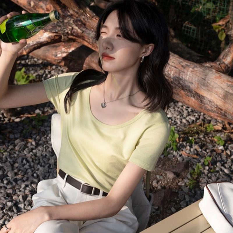 【高端礼盒装】线下289 凉感维C科技 丝滑醋酸桑蚕丝U领短袖显瘦