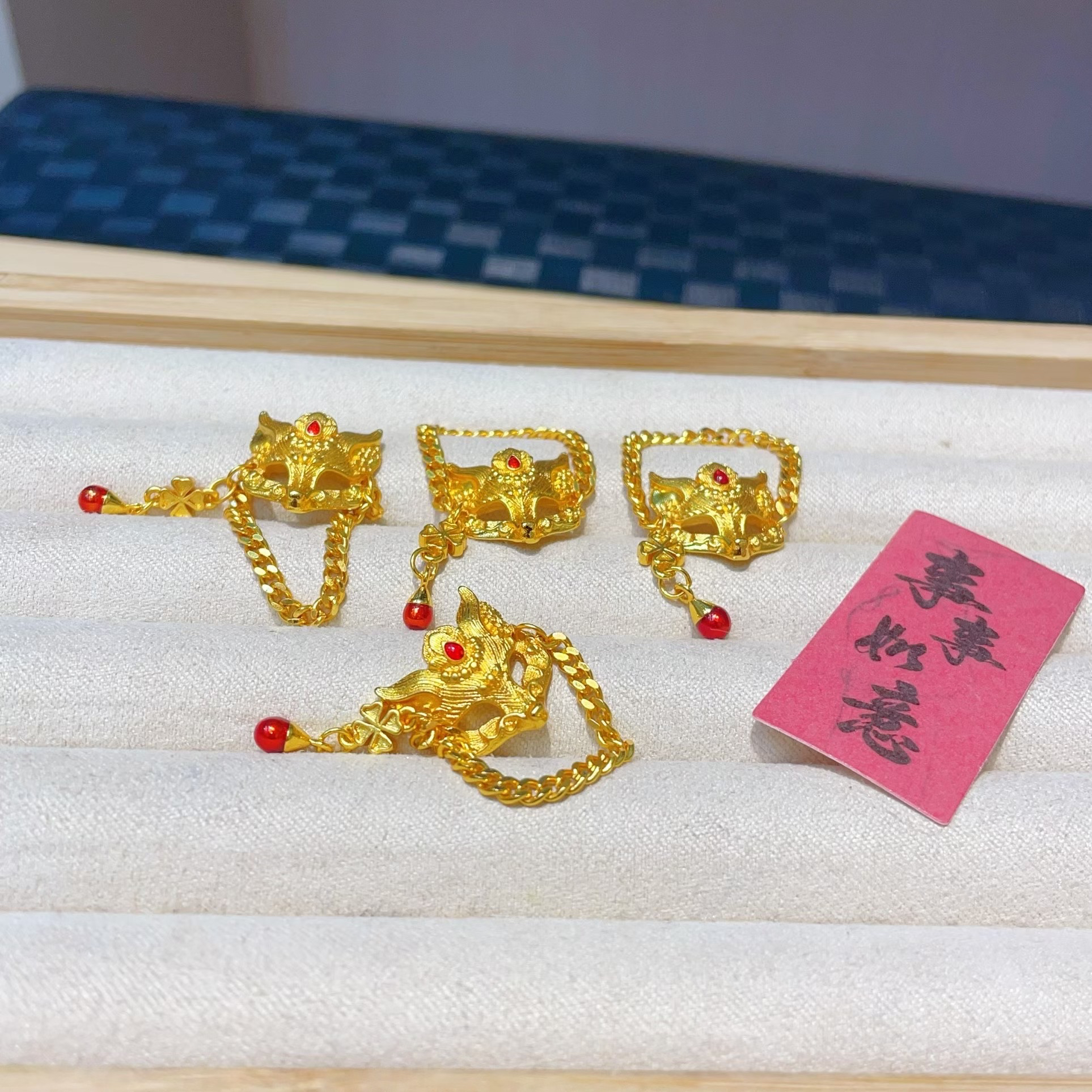 合金戒指 链条款狐狸面具戒指九尾狐戒指