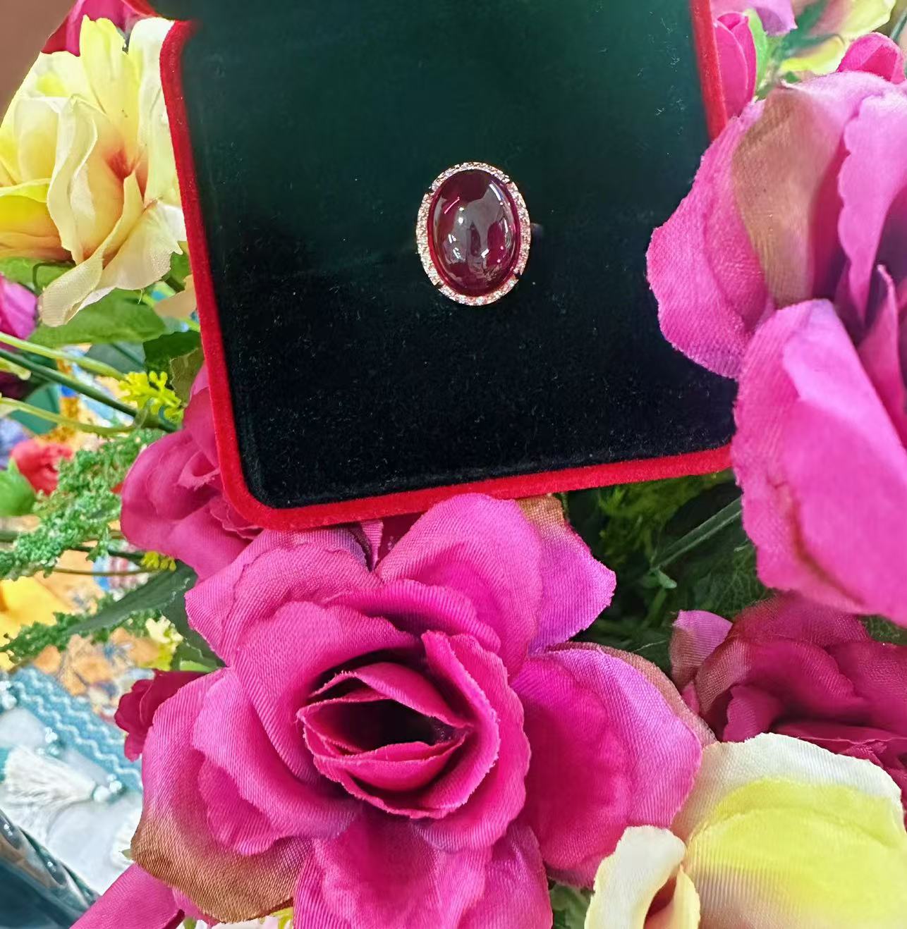 【聪聪甄选】20629-红蛋面戒指-活口