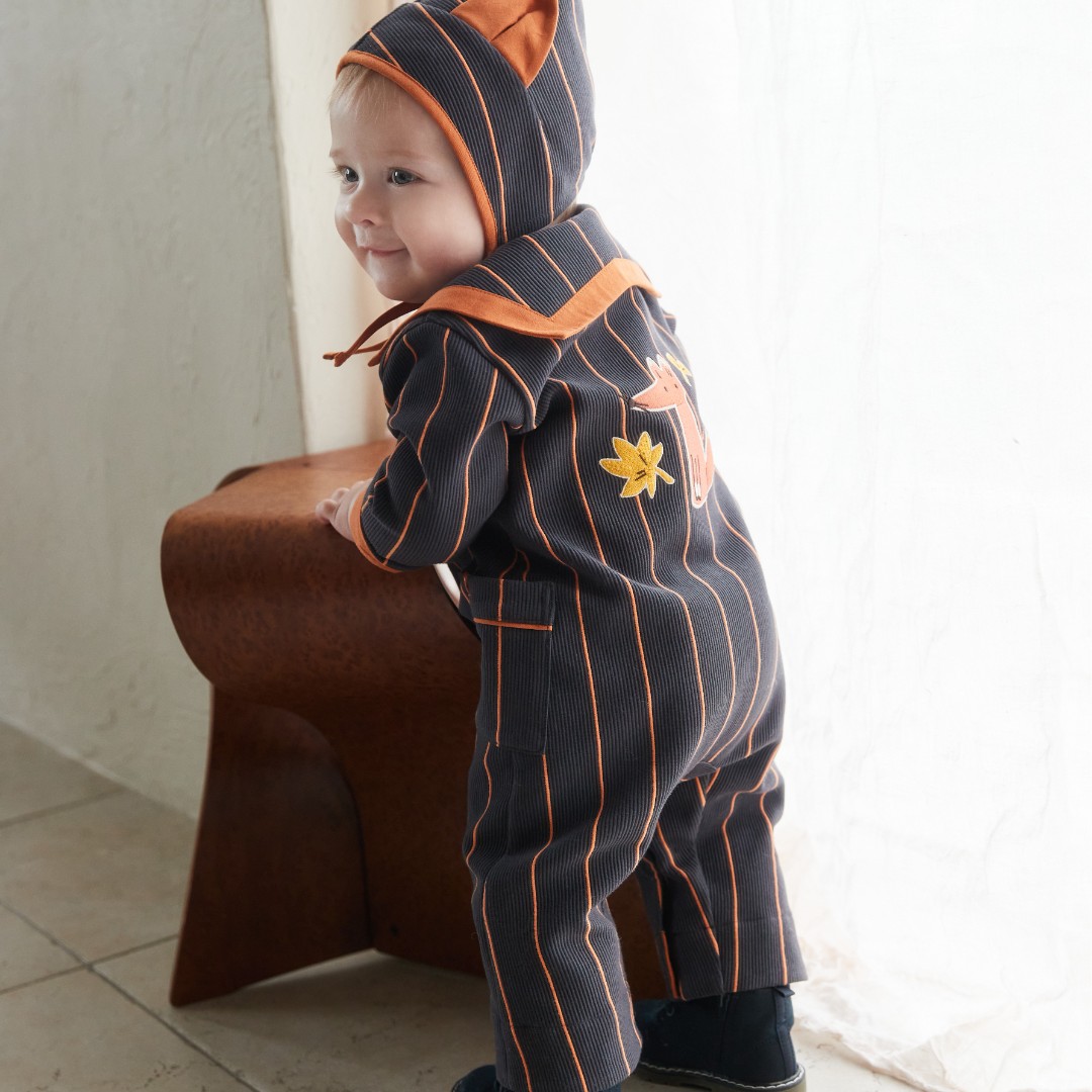 moimoln小云朵25秋新款新生婴儿条纹翻领连体衣M253ROB02P